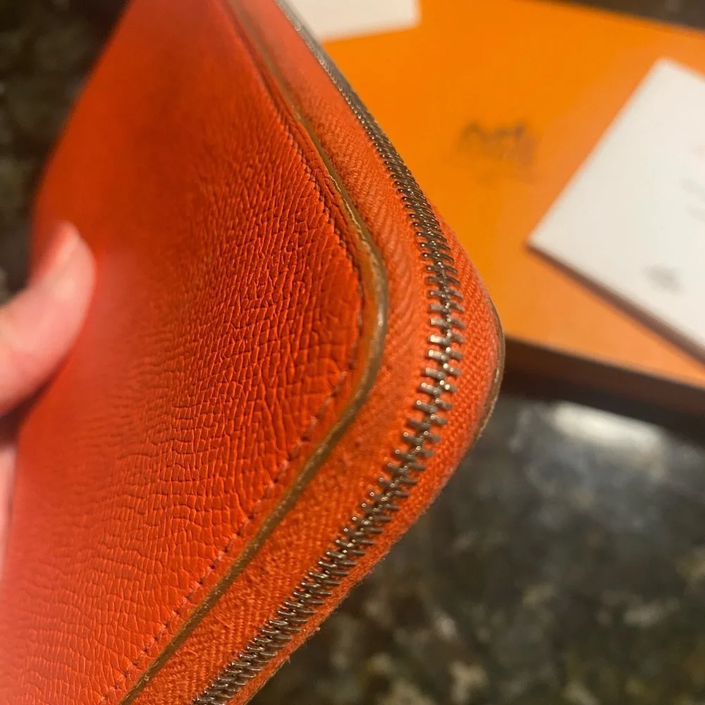 Hermes Vintage Orange Sun Silk’In Wallet